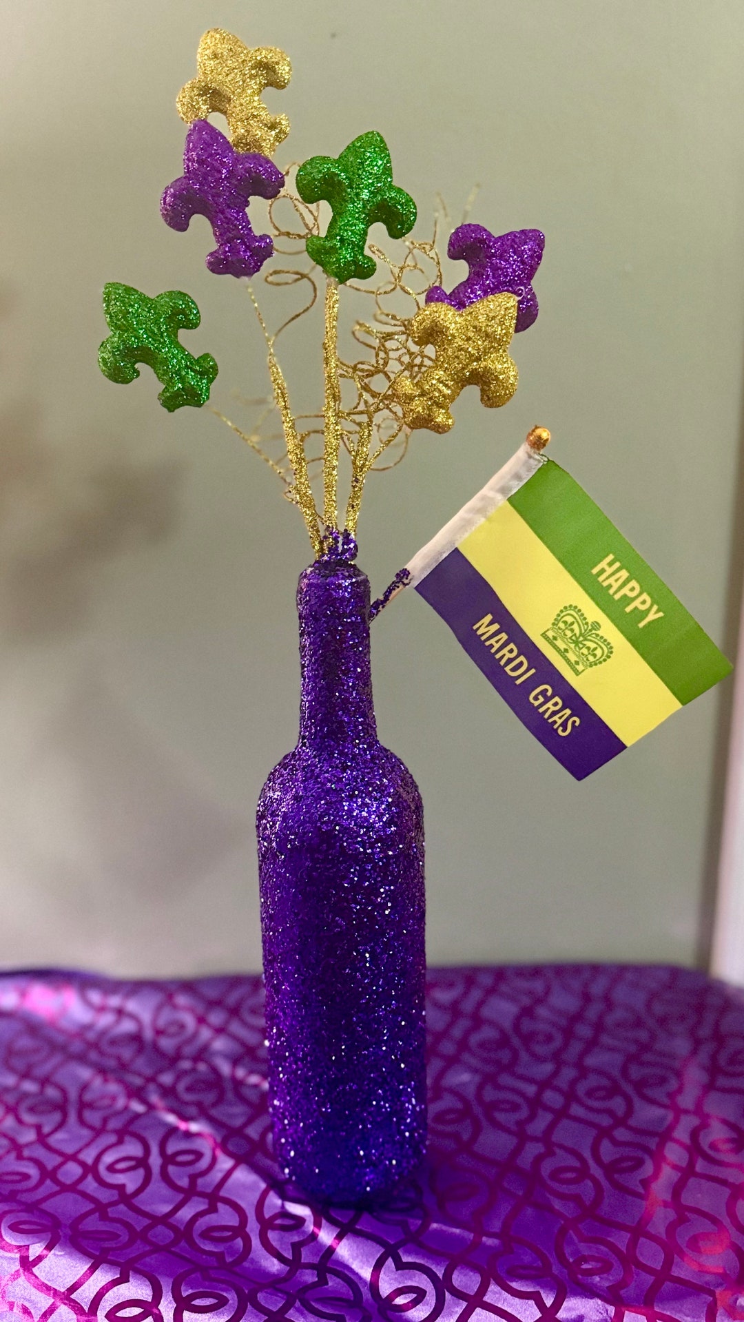 Mardi Gras Wine Bottle Tabletop Decor Etsy