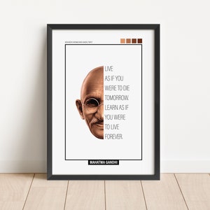 Mahatma Gandhi Poster, Indian Activist Wall Art, Framed Digital Print, Inspirational Quote, Motivational Quotes, Ready to Hang Portrait
