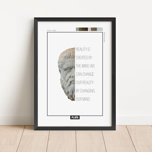 Plato Poster, Ancient Greek Philosopher, Inspirational Quote, Motivational Philosophy Print, Famous Wisdom Quotes, Framed Digital Wall Art