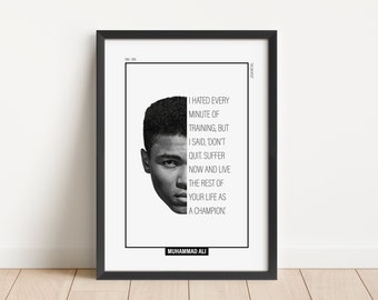 Muhammad Ali Poster, Inspirational Boxing Print, Digital Wall Art, Framed Motivational Sports Quote, Vintage Gym Room Decor, The Greatest