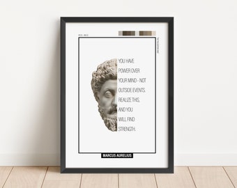 Marcus Aurelius Poster, Greek Philosopher, Inspirational Stoic Quote, Motivational Philosophy Print, Stoicism, Meditations, Memento Mori