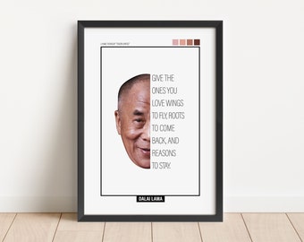 Dalai Lama Poster, Buddhist Wall Art, Framed Digital Print, Inspirational Buddhism Quote, Motivational Quotes, Give The Ones You Love