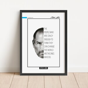 Steve Jobs Poster, Founder of Apple, Inspirational Business Print, Motivational Quote, Modern Wall Art, The People Who Are Crazy Enough