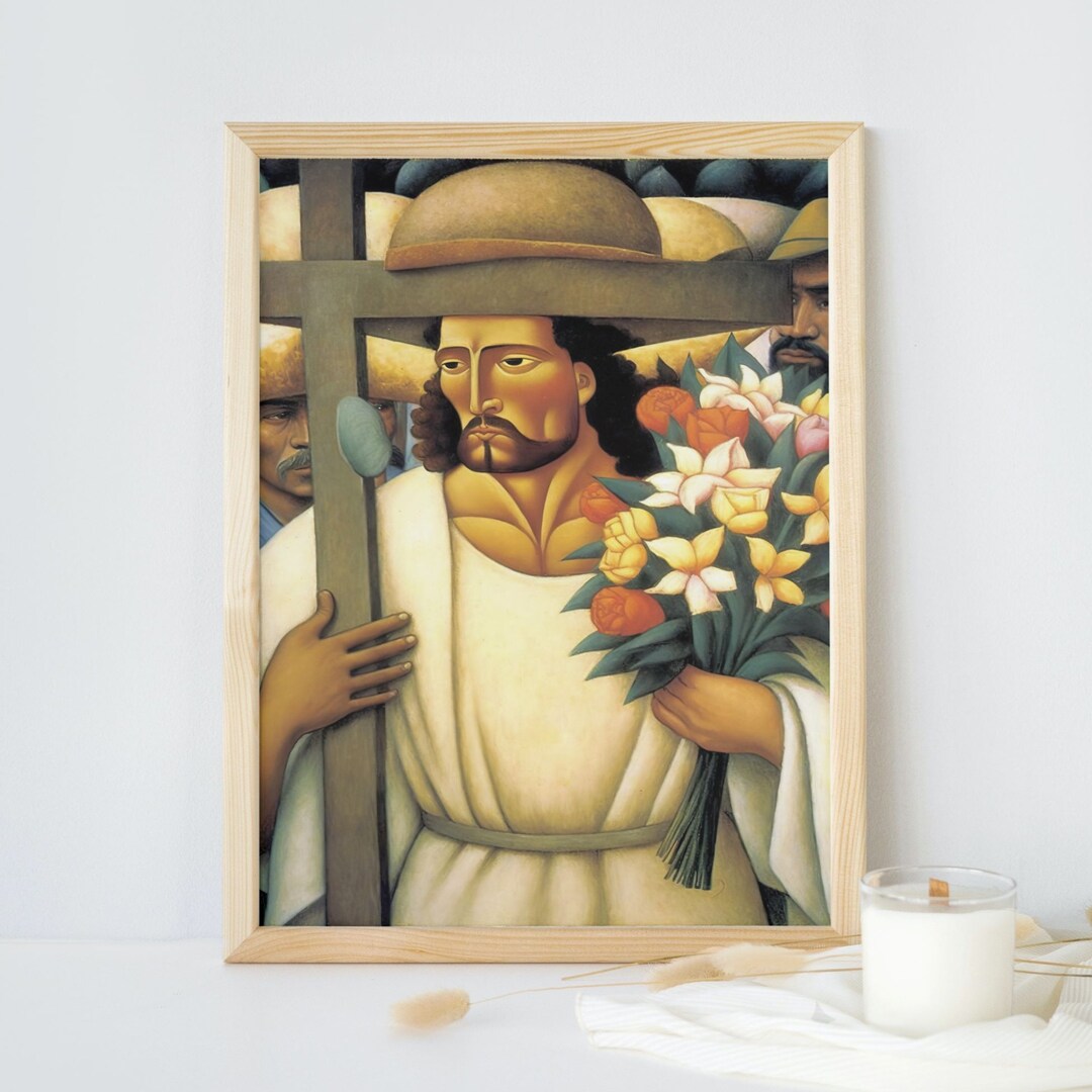 AI Digital Print of Jesus Inspired by Diego Rivera's the Flower Carrier ...