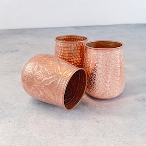 Handcrafted Copper Drinking Glass, Health Benefits,Ayurvedic Water Tumbler,Eco-Friendly Cup, Wellness Gift Pure Copper Water Glass, Healthy