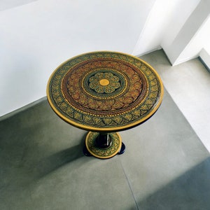 Coffee table wooden hand painted with protection Lear, Side sofa Table, Laptop Table, Book Table, Unique Pakistani furniture, gift for her,