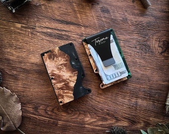 Unique Christmas Gift For Men, Resin Wood Money Clip, Card Holder Wallet, Groomsmen Gifts, Fathers Day Gift, Mens Wallet, Handmade Gift For