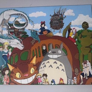 Collage of Studio Ghibli Magic Anime Painting on Canvas 16&quot; x 20&quot;