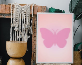 Pink Aura Gradient Poster | Spiritual Wall Art | Retro Wall Art | Boho Wall Poster | Digital Art