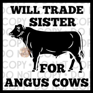 Werden Schwester für Angus Kühe tauschen, PNG digitaler Download