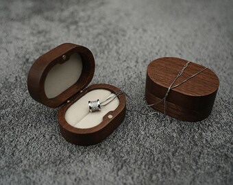 Personalised ring box - Oval Wooden engraved jewellery box-Valentines Day Gift for Her - Anniversary Gift