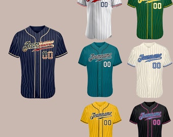 Personalized Custom Stripe Line Color Baseball Jersey For Baseball Fans,Custom Number Baseball Team Jersey,Baseball Couple Jersey