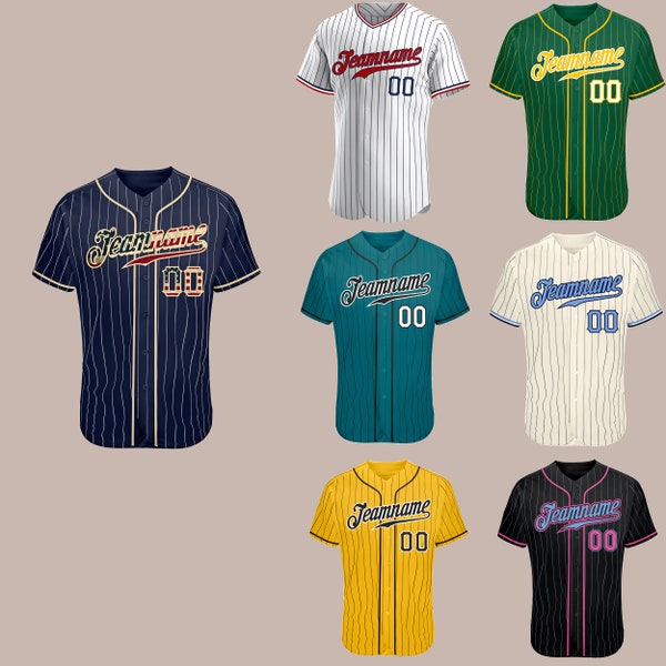 Personalized Custom Stripe Line Color Baseball Jersey For Baseball Fans,Custom Number Baseball Team Jersey,Baseball Couple Jersey