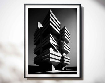 BRUTALIST EDITION 4, Brutalism Poster, Minimalist, Monochrome, Black and White Prints, Brustalism, Home Decor Wall Picture