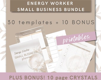 Energy Worker Small Business Bundle-30 Printable Templates With BONUS Crystal Treatment Room Worksheet To Protect Your Energy