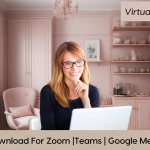 Pretty Pink Virtual Background  | Zoom Virtual Office | Office Background | Realistic Backdrop | Digital Download | Zoom Call Backdrop