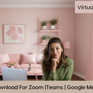 Pink Boho Virtual Background  | Zoom Virtual Office | Office Background | Realistic Backdrop | Digital Download | Zoom Call Backdrop