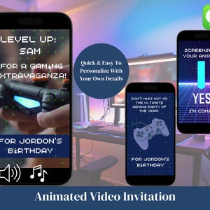 Gamer Invitation | Editable Gaming Birthday Invitation | Video Game Birthday Invitation | Game Party | Video Game Custom Invite | Animated