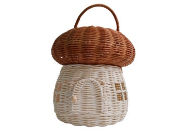 Handmade Rattan Fairy Mushroom House Carry Basket Toy | Serenity Kids