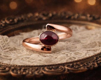 Ruby Ring 925 Sterling Silver | Red Ruby Gemstone Ring | Handmade Minimalist Jewelry | Birthday Gift for Her