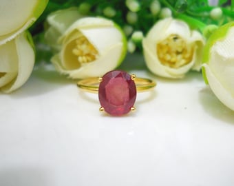 Natural Ruby Ring: Oval Cut 925 Sterling Silver, July Birthstone