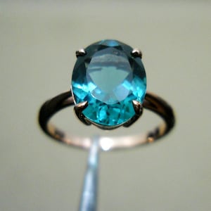 Teal Sapphire Ring, 18k Rose Plated 925 Sterling Silver Ring, Handmade  Solitaire Ring, Peacock Gemstone Ring, Wedding Ring, Gift For Her