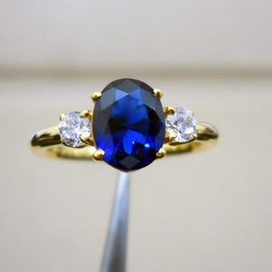 Blue Sapphire Ring, 18k Gold Plated 925 Sterling Silver Ring, Handmade Ring, Solitaire Ring, Blue Gemstone Ring, Wedding Ring, Gift For Her
