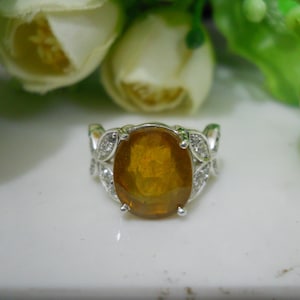 Natural Yellow Sapphire Ring: Sterling Silver Solitaire, Promise Ring