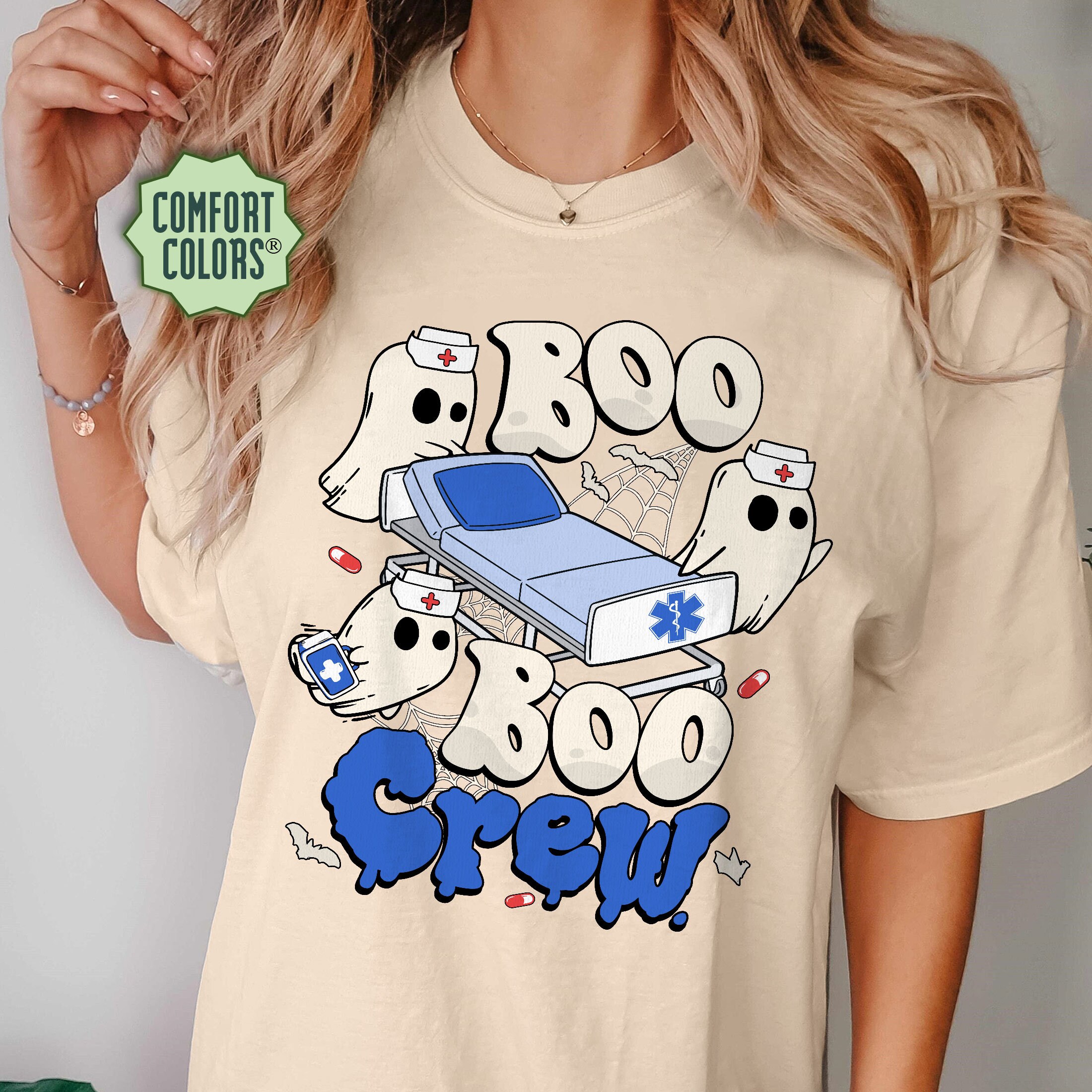 Boo Crew Comfort Color Shirt Halloween Nurse Skeleton Shirt - Etsy