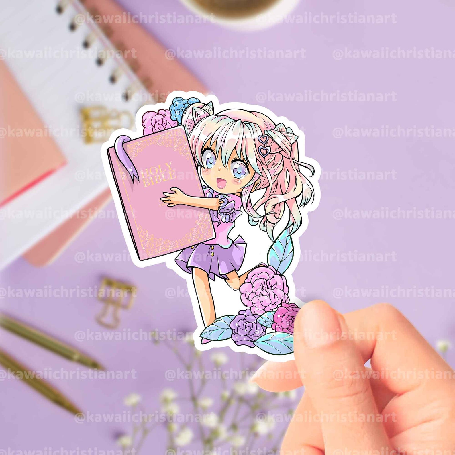 Luke Chapter Sticker Luke 1:37 Christian Kawaii Sticker, Kawaii Stickers, Christian Bible ...