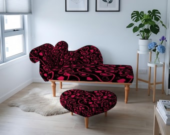 Elegant Sofa Bench, Cozy Chaise Lounge, Corner Sofa, Curved Sofa, Gift for Her, Entryway Bench, Lounge with Footrest