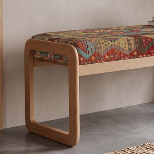Padded Bench Seat, Wood Sled Base, Birthday Gift Idea, Foyer Seating, Turkish Entryway Seat