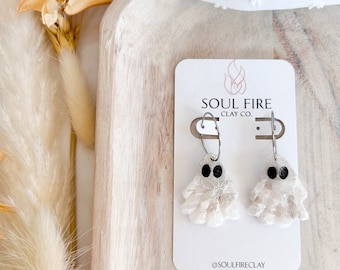 Transparent Ghosts statement Earrings | Floral Earrings | Polymer Clay Earrings | Handmade Earrings | Statement Earrings | Lightweight