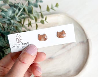 Fall Marbled Cat Stud - Statement Earrings