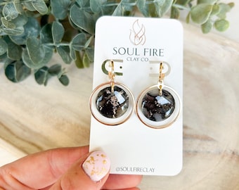 Black & Gold Marble - Fall Statement Earrings