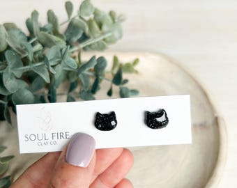 Black Cat Stud - Fall Statement Earrings