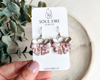 Fall PSL Print Bow - Statement Earrings