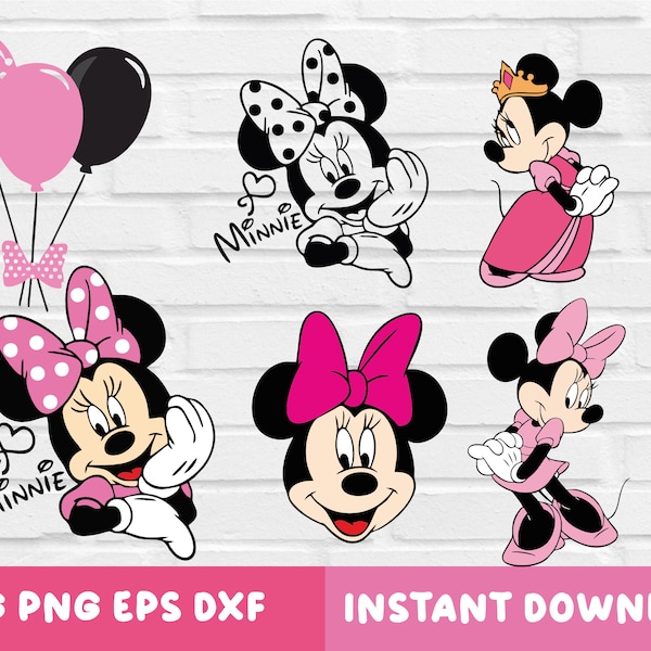 Minnie Mouse SVG, Minnie Head Svg, Minnie Mouse Birthday, Mickey Mouse Cluphouse, Minnie Mouse Clipart, Instant Download