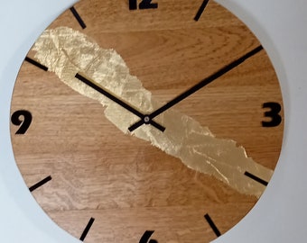 Wall clock oak gold