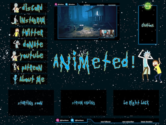 Animated Rick and Morty Twitch Overlay With Scene Transitions and