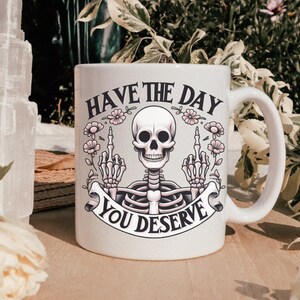 Funny Sarcastic Multitoned Coffee Tea Mugs, Skeleton Witty Mug, Alt Goth Witchy Sassy Coffee Mugs, White Pink Black Coffee Cup, Gift Ideas