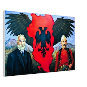 Ismail Qemali &Isa Boletini canvas, Albanian Historical figures poster, Albanian art décor, Albanian art, Albanian wall art.
