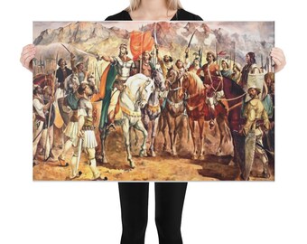 Gjergj Kastrioti Skenderbeu canvas;Skanderbeg wall art;Albanian warrior;Albanian historical painting, Albanian home décor;Albanian art décor