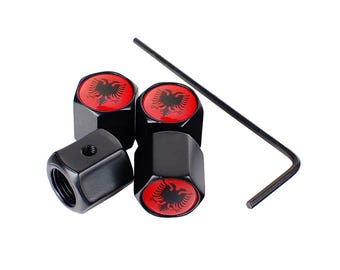 Albania Flag Car Wheel Air Cover Dust Proof Car Air Valve Stem Caps Accessories 4PCS