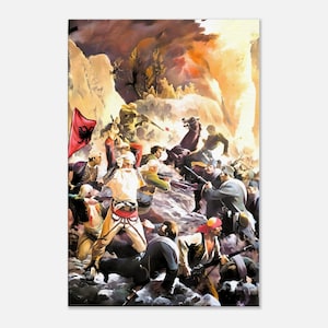 Albanian arrior canvas, Albania art decor, Albania historical art and Albanian home décor, Albanian art décor, Albanian wall art 36x24in