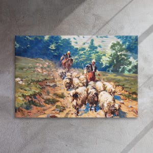 Coban (Albanian shepherd) canvas,  Albanian historical painting, Albanian home décor; Albanian art décor, Albanian art, Albanian wall art.