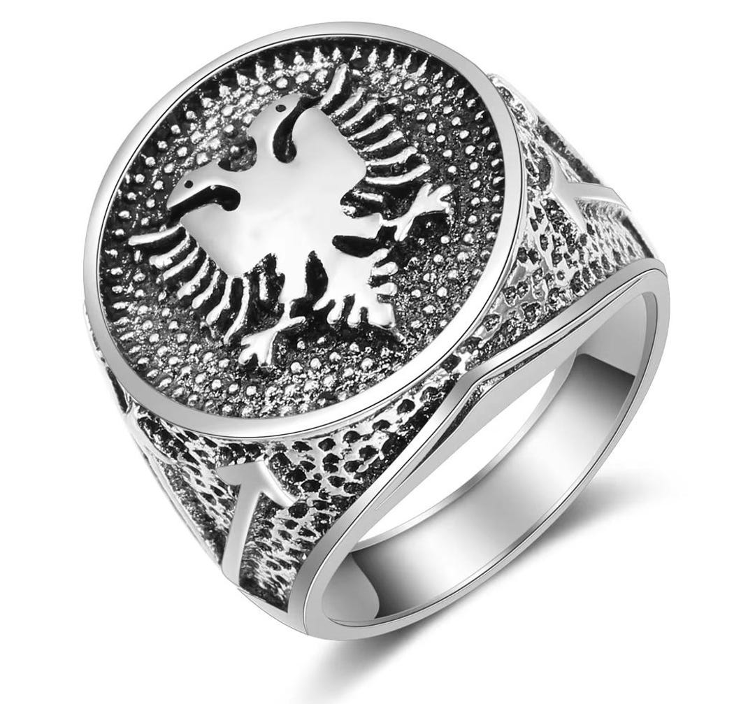 KAMBO Anello Albanese In Argento Sterling 925 Massiccio Da