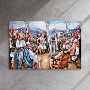 Albania canvas, Kuvendi i Lezhës canvas, Albanian historical art, Albanian home décor, Albanian art décor, Albanian art, Albanian wall art.