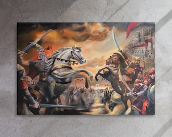 Gjergj Kastrioti Skenderbeu canvas;Skanderbeg wall art;Albanian warrior;Albanian historical painting, Albanian home décor;Albanian art décor