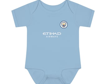 Manchester City Baby Onesie - Uroczy noworodkowy strój dla małych fanów Manchester City | Prezent dla dziecka dla kibiców Manchester City Baby Onesie